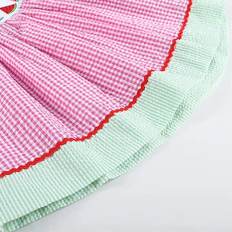 Cute Fruit Printed Baby Beach Dresses Wholesale Fashion Monogrammed Customized Summer Beach Watermelon Printed Baby Dresses