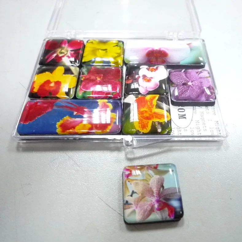 Custom design Souvenir Epoxy Resin fridge magnet set with plastic box packing,  epoxy magnets set