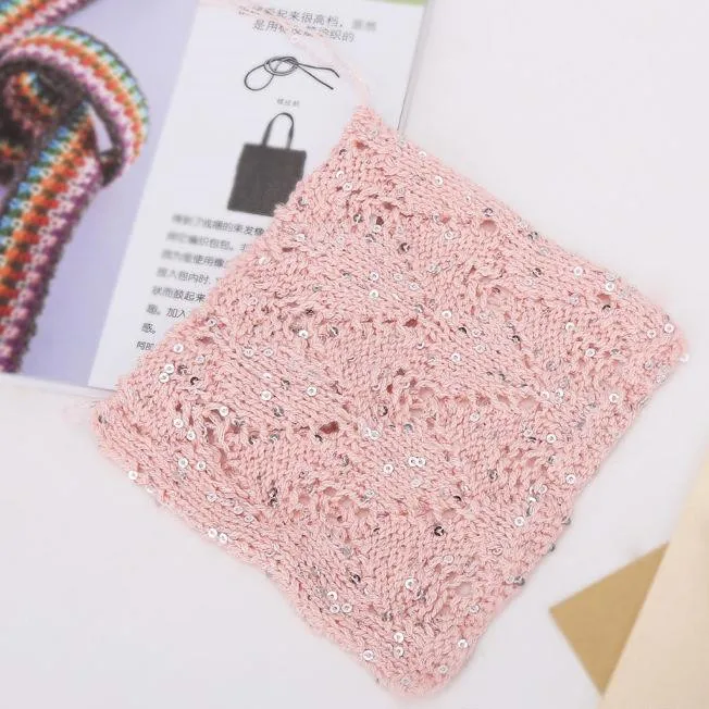 Wholesale 500g Hand Knitting Fancy Cotton Sequin Yarn 3MM+6MM Sequin Knitting Yarn