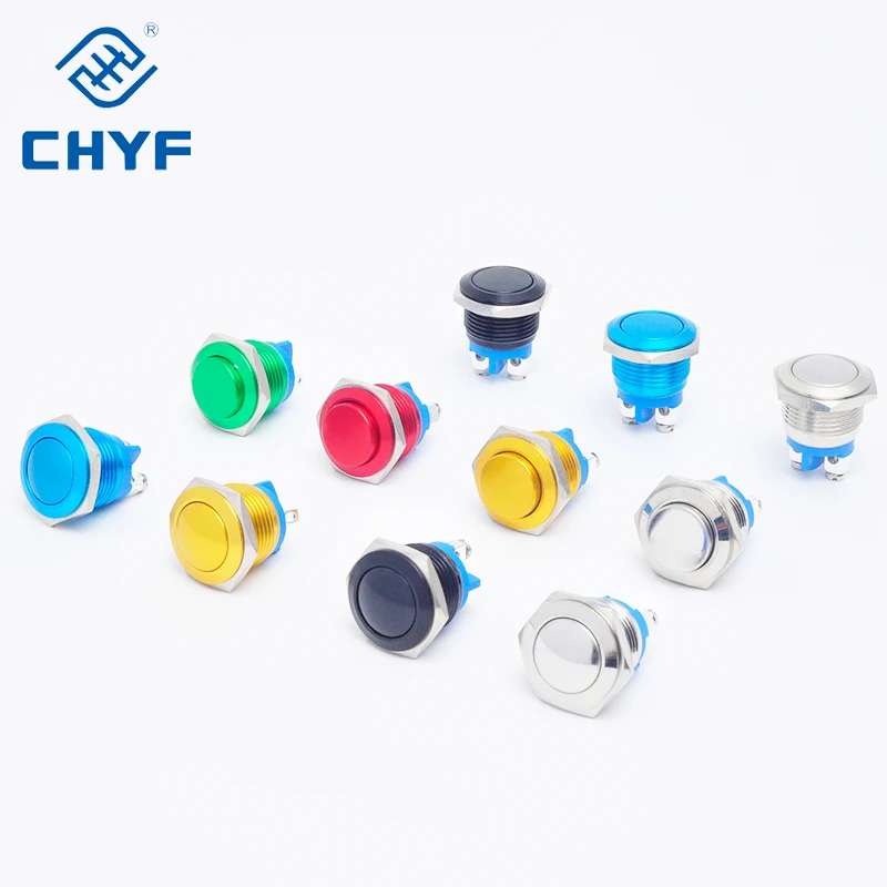 16mm Metal push button switch oxidation red green yellow blue black screw foot self-reset jog push button switch