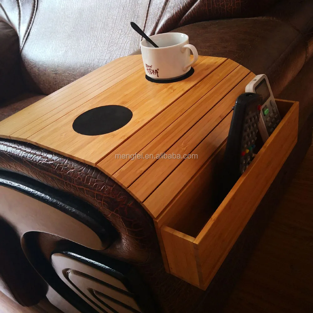 2024 Bamboo couch cup holder with anti slip pad