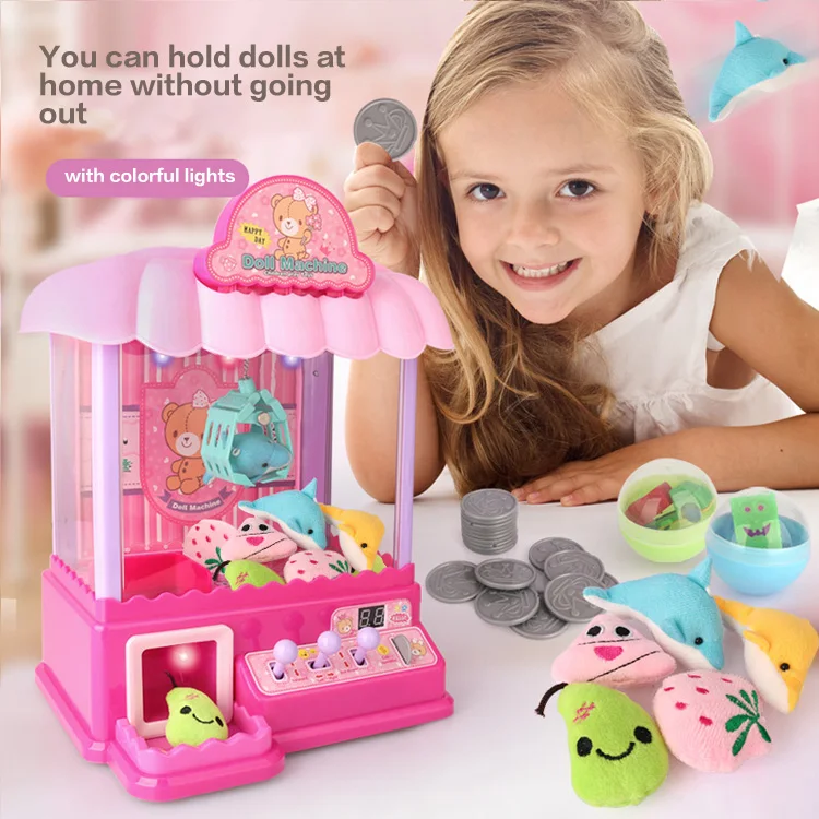 Hot Selling Kids Educational Interactive Mini Claw Crane Game Electric Clip Doll Machine With Light And Sound