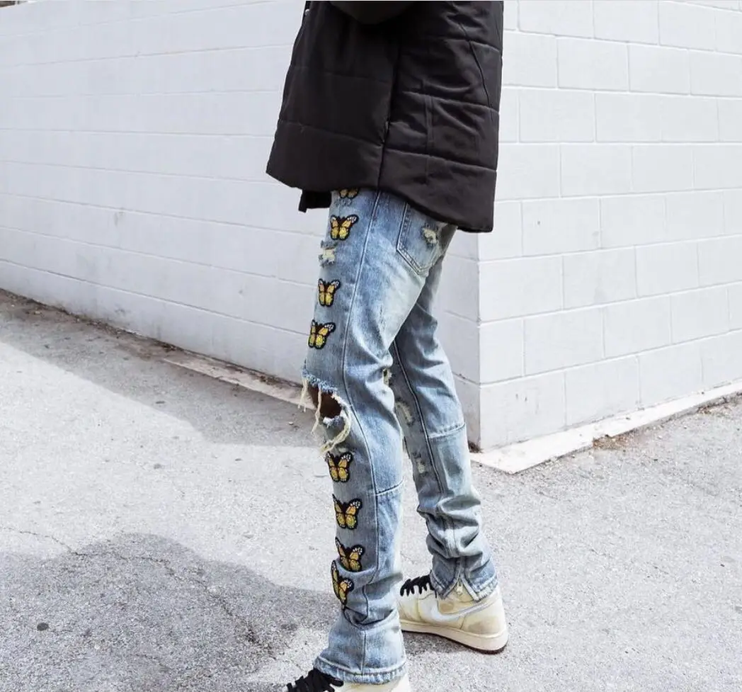 High Quality New Design Fashion Denim Waxed Jeans Pants For Men