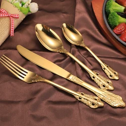 Vintage 18/10 Stainless Steel Food Grade Cutlery Sets,Baroque Style Flatware Sets For Wedding Events