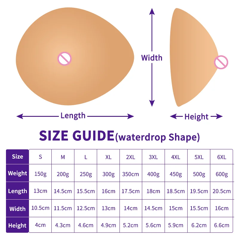 Women new design waterdrop shape Silicone Breast forms Silicone Breast Prosthesis for Mastectomy