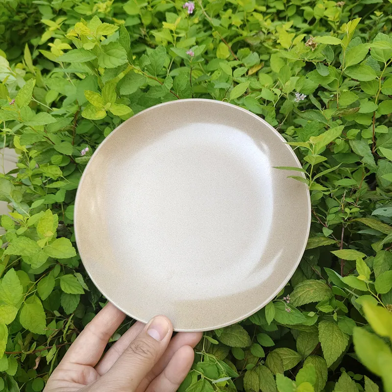 Custom logo and printing BPA free dishwasher use safely rice husk plate dinner set plates