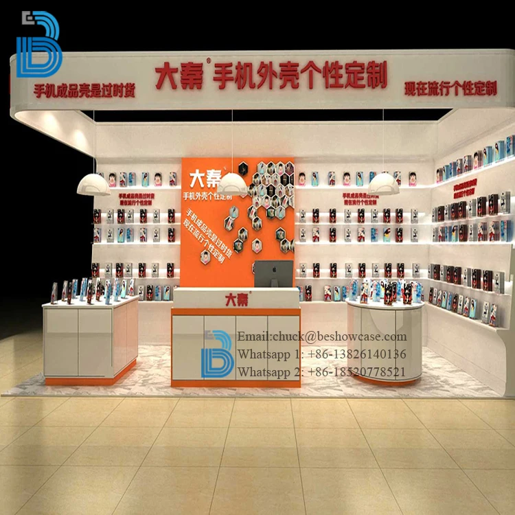 High End Mobile Phone Display Cabinet Design Cell Phone Accessory Display Mobile Phone Shop Counter