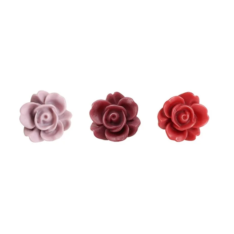 Vintage 13mm Rose Flower Resin Beads 3D Flatback Rose Resin Cabochon Charm DIY Jewelry Resin Charms