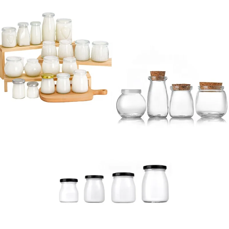 50 мл 100 150 200 300 круглый пищевой контейнер бутылка для хранения пудинга йогурт молоко прозрачная стеклянная банка с пластиковой крышкой пробка