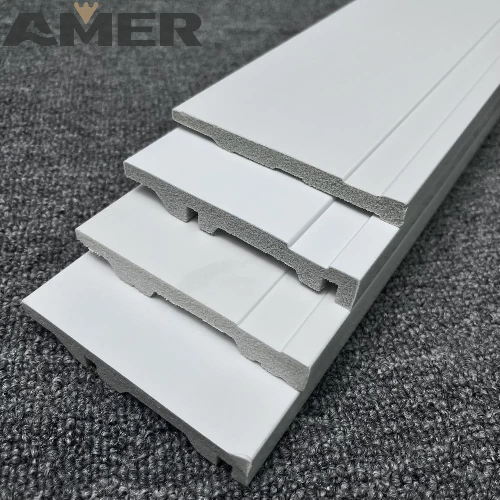 AMER Factory price Modern Flooring Accessories Polystyrene Ps Waterproof Skirting Base Board Trims Plastic PVC Baseboard