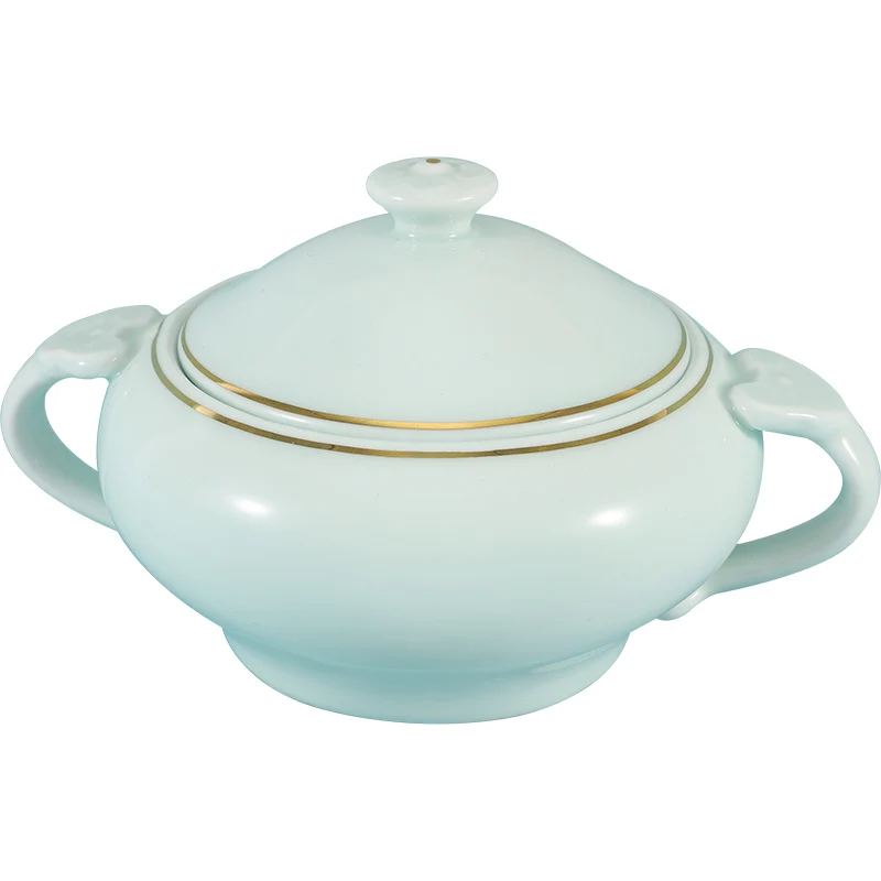 Домашняя керамическая чашка для тушения Celadon lotus с крышкой, птичье гнездо, чаша для приготовления яиц на пару, маленький горшок для тушения