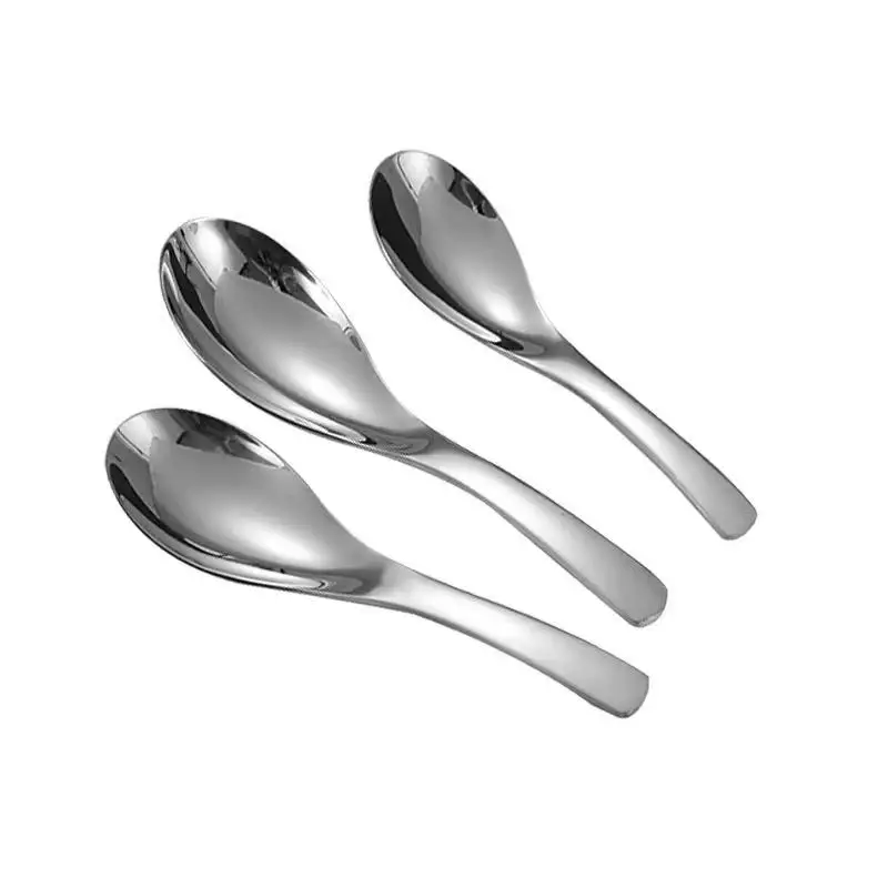 
Manufacturers wholesale stainless steel soup rice spoons Square head flat bottomed reusable spoon Silver Cutlery Set Custom logo 