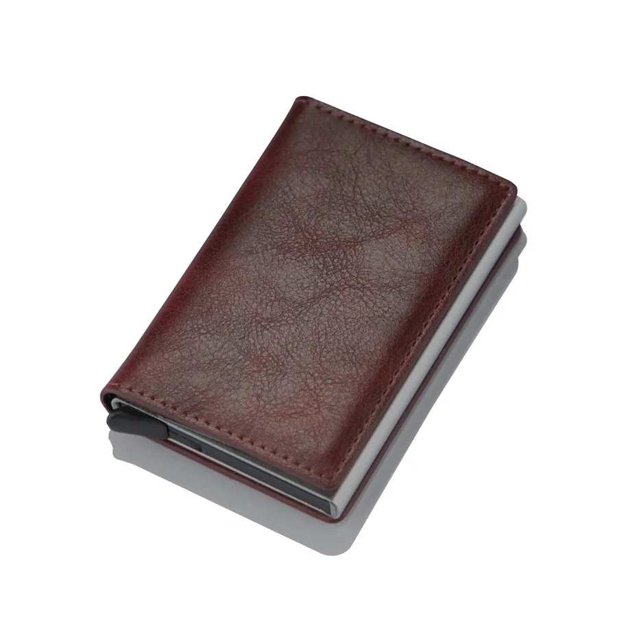 Mens leather wallet with rfid blocking card holder and inside money clip for holding credit cards and cash