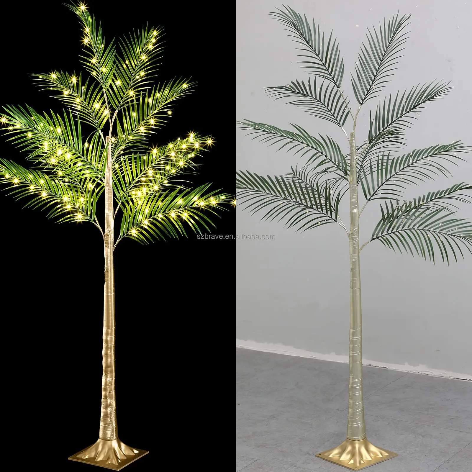 Festival Party Scene Illuminated Tree Lamp Courtyard Landscape Decoration Simulation Tropical Palm Tree Light for Home Beach