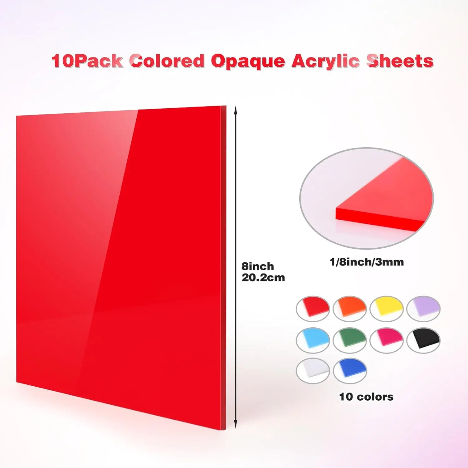 Acrylic Sheets 3 mm for Laser Cutting, Opaque Acrylic Sheets Acrylic Panel with Protective Paper for Laser Engraving DIY Crafts