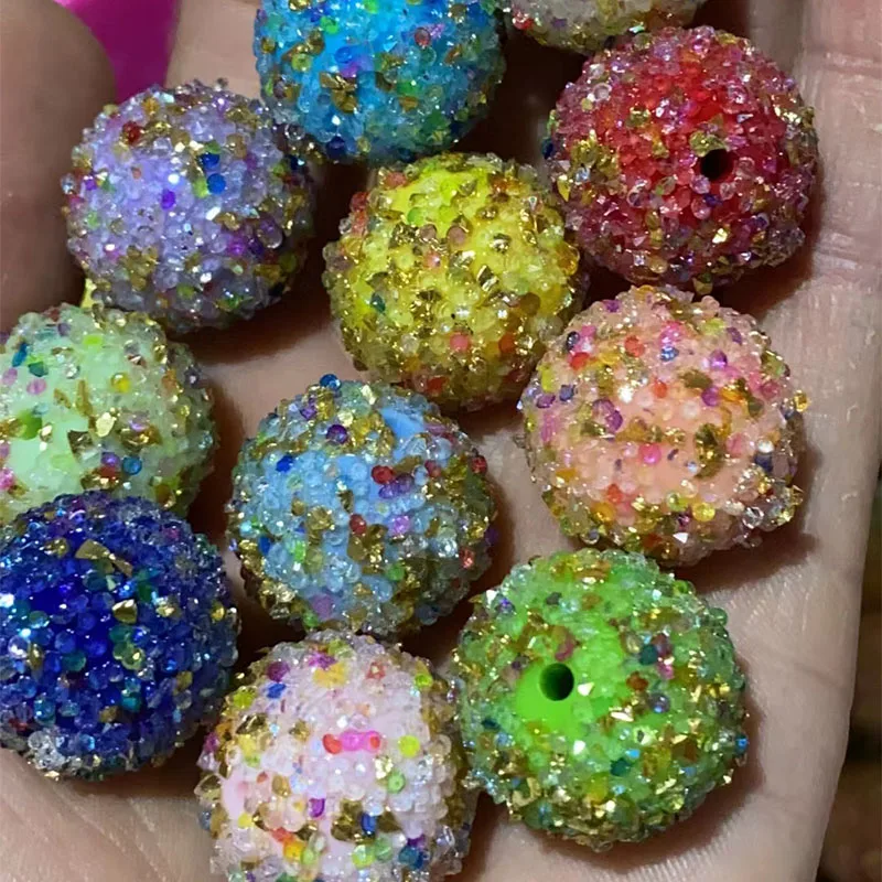 New Arrival Mixed Colorful Color Resin Rhinestone Ball Beads For Pen Beadable Beads Jewelry Supplier 20mm Stock