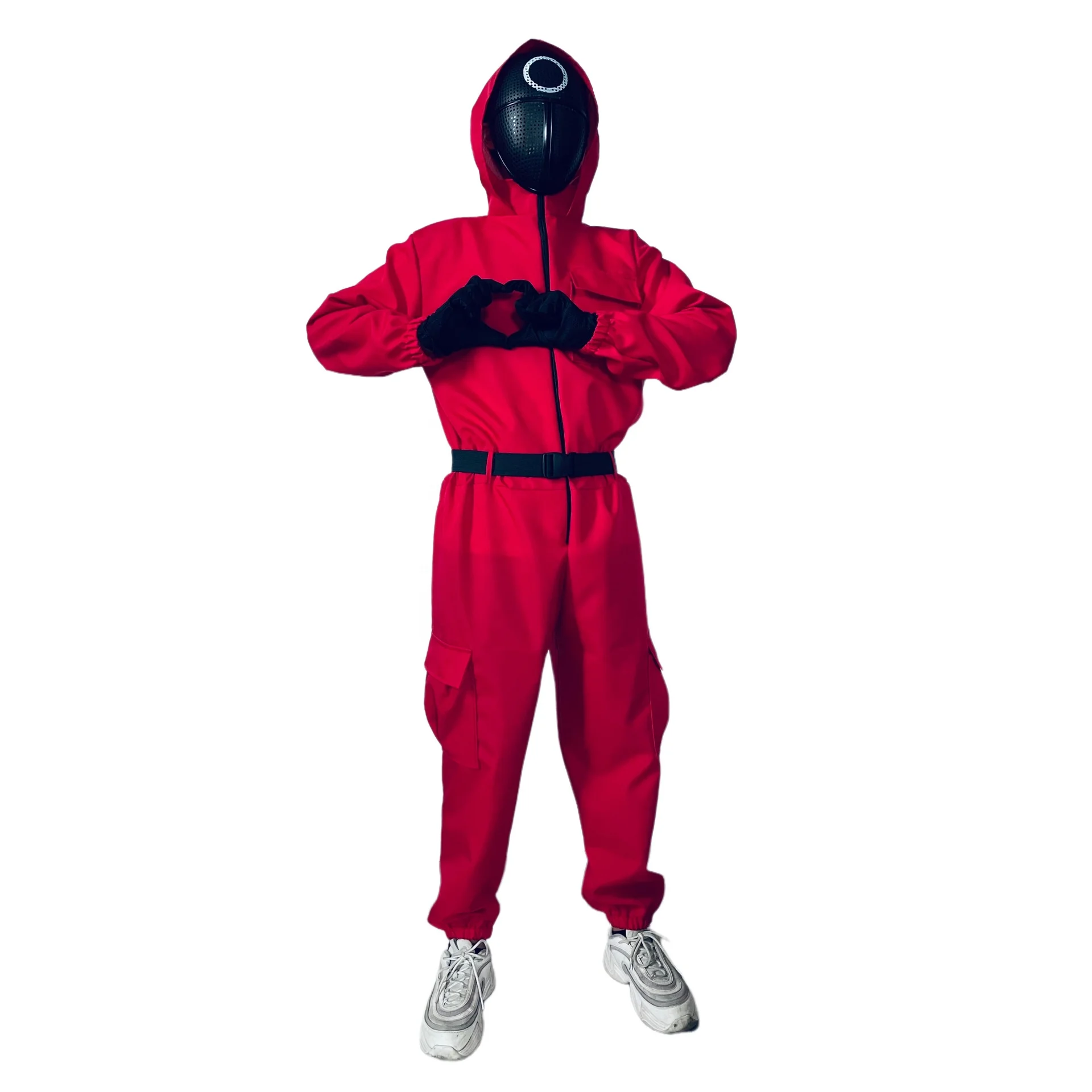 Wholesale Halloween Costume Squid Game Uniform Supervisor Cosplay Costume Red Suit Onesie Outfits Squid Game Jumpsuit