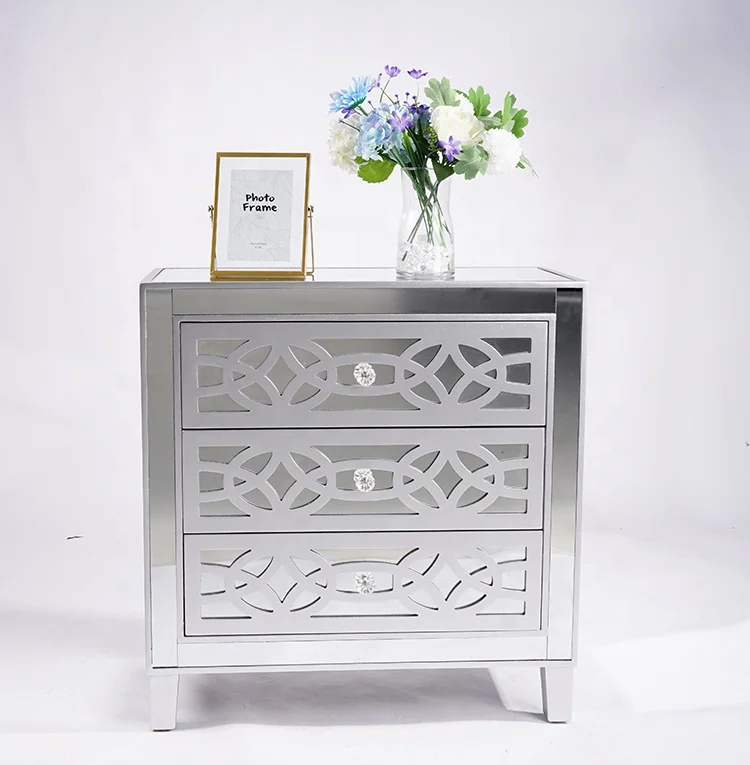 Factory Direct Larger Storage Chest Cabinet Bedroom Mirrored Nightstand Dresser Luxury Bedside tables with drawer