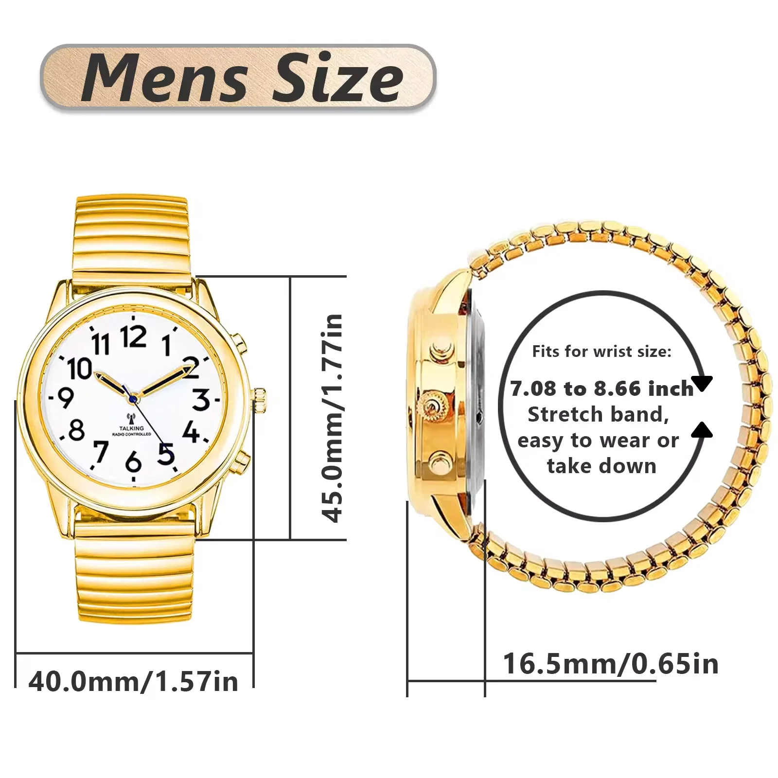 2024 Hot Selling Talking  Wrist Watch Automatic Radio Controlled time setting For Blind And Visual Impaired