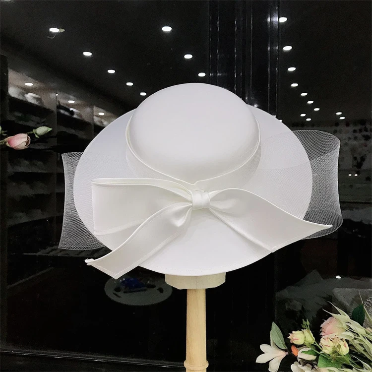 Элегантные Короткие Свадебные шляпы с большим бантом в евро-американском стиле женские шляпы для церкви и свадебной вечеринки