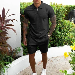 Wholesale Summer Sportswear Tracksuit Custom Logo Mens Shorts And Polo Shirt Sets Men 2 Piece Set Shorts Set For Men