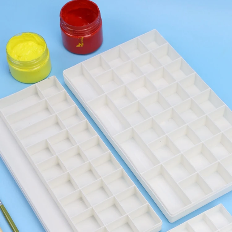 LOW MOQ wholesale custom 18/24/36 grids square plastic PP/PS paint palette box color palette box for kids students
