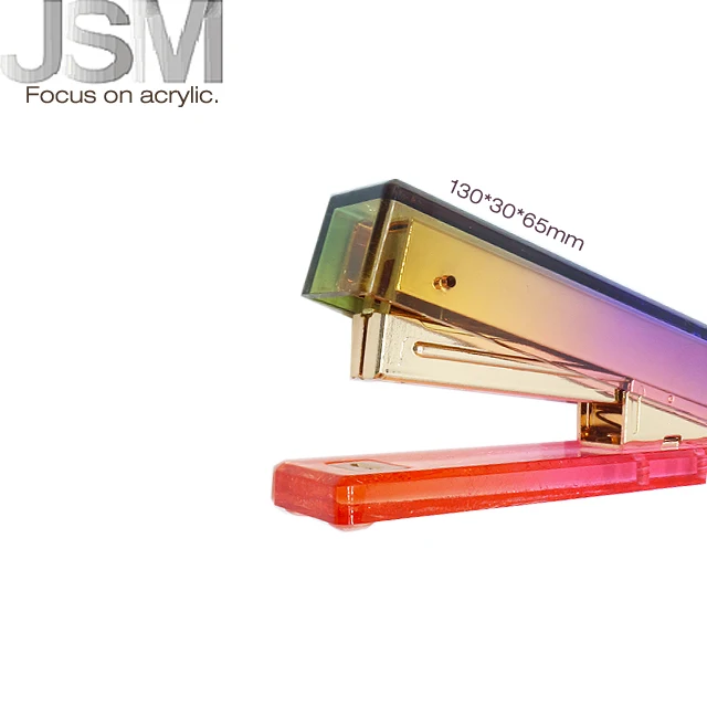 Luxury Metal Office Stationery Gradient Color Acrylic Gold Stapler Hand Stitcher with Staples Acrylic Book Sewer Machine