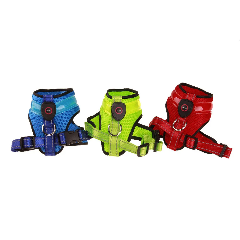 Light Up Fashion Rechargeable Glow In The Dark Flashing Comfortable Luxury Reflective Led Pet Dog Collar Collars Harness