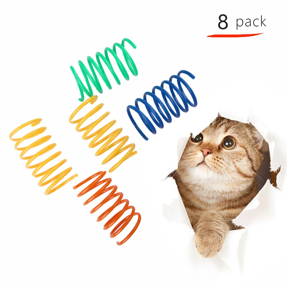Durable Cat Spiral Spring Toy Creative Interactive Plastic Colorful Toy for Swatting Biting Hunting Kitten Cat Toy