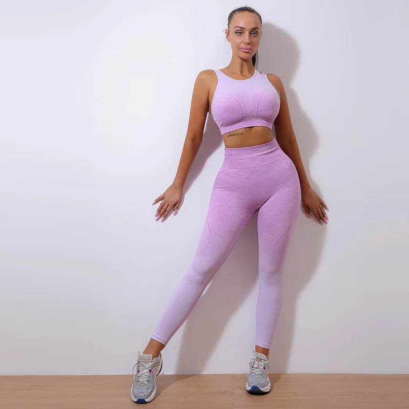 New High Impact Sports Bra Compression Leggings Active Gym Wear Custom Wholesale Plus Size Pants and Bras Women Yoga Set Fitness