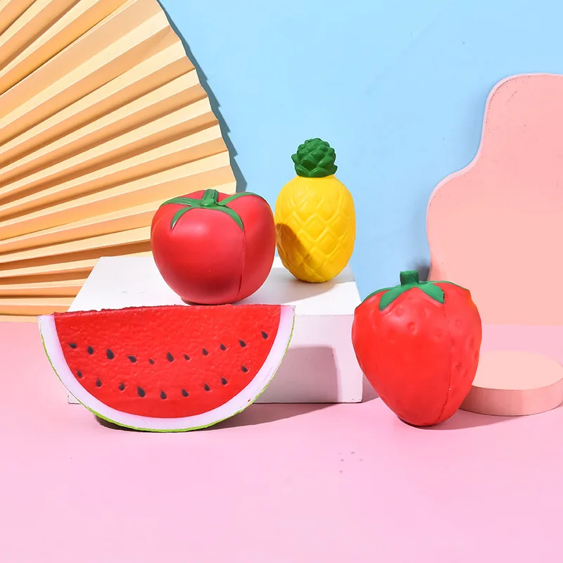 New Arrival Fruit Shaped Design Squeeze Toys PU Slow Rising Stress Relief Fruit Squeeze Toy for Kids