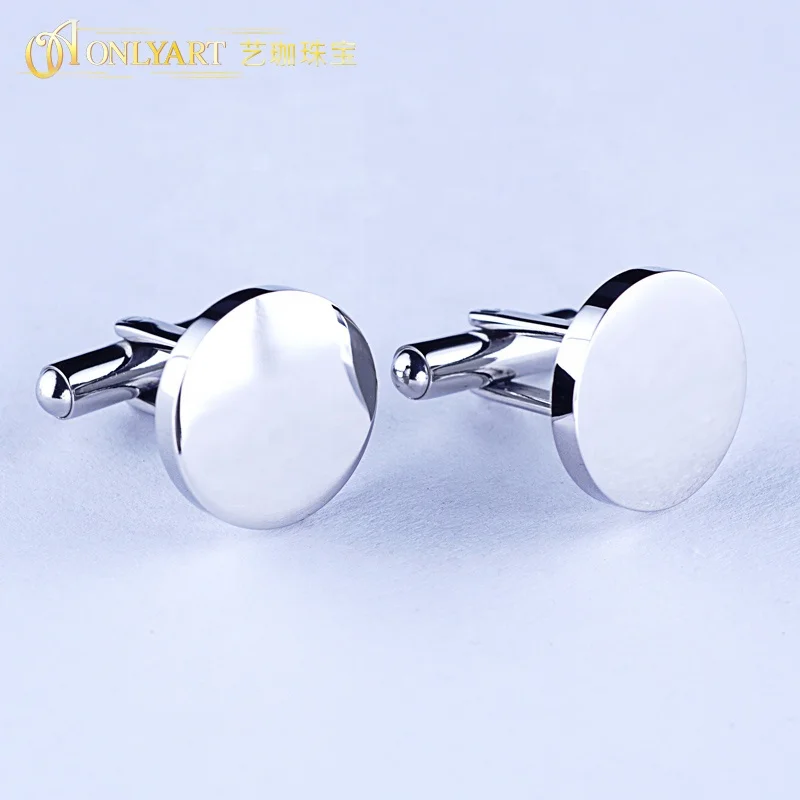 Design  your own cufflinks Round men engraved custom Logo French Cuff Shirt stainless steel cufflink jewelry engraving