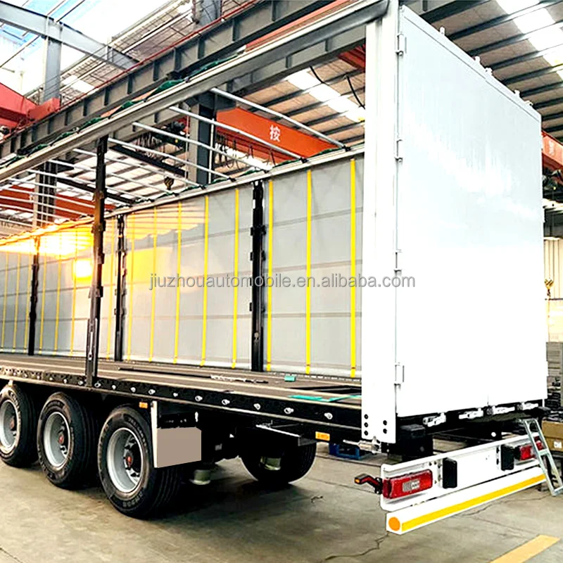 High Quality Steel Semi Trailer 20-60 Ton Payload with Curtain Side and Roller Shutters 2-3 Axles 20ft-40ft Box Truck Trailers