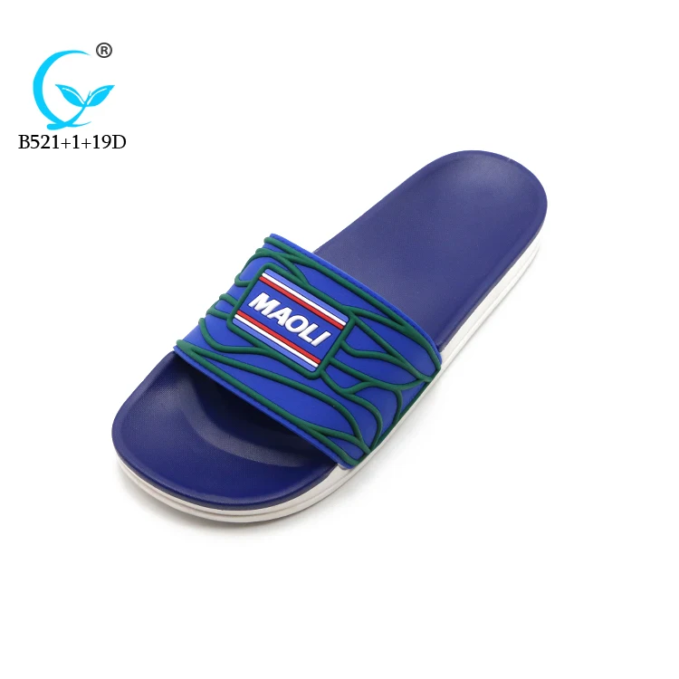 plain customized design 3d screen print slipper, custom logo man pu slide sandals, blank sublimation slides