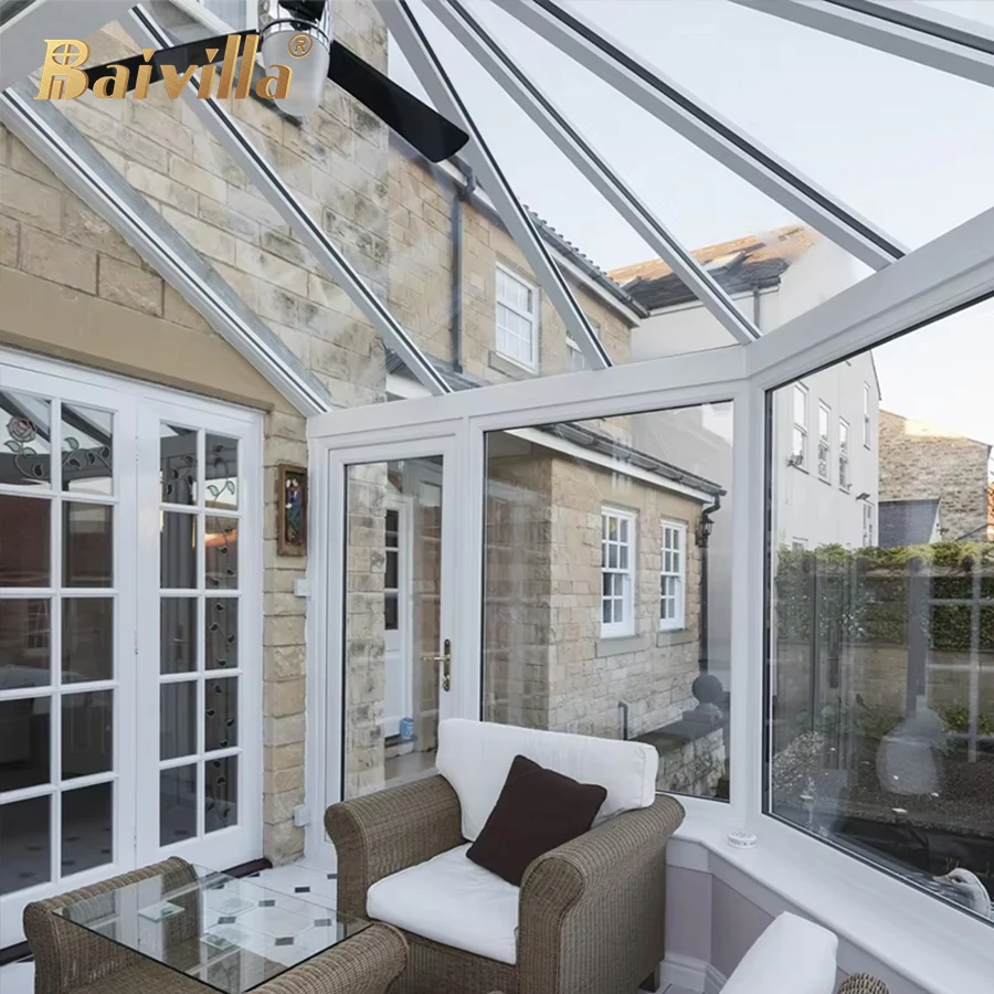 Hot Sale All Season Aluminum Profile High Quality Victorian Style Conservatory Attached House Patio Glass Housed Sunrooms