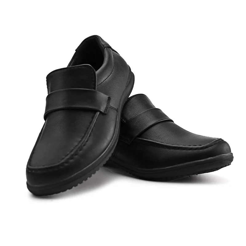 Boy Spring Summer Breathable PU Leather Black Custom Logo Dress Shoes