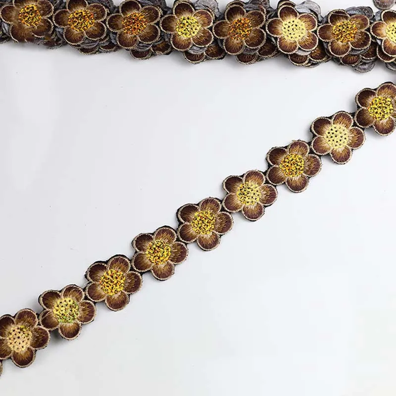 4cm wide diy garment costume lace material iron-on textile dress hat sewing ethnic flower embroidery sequined edge lace trims