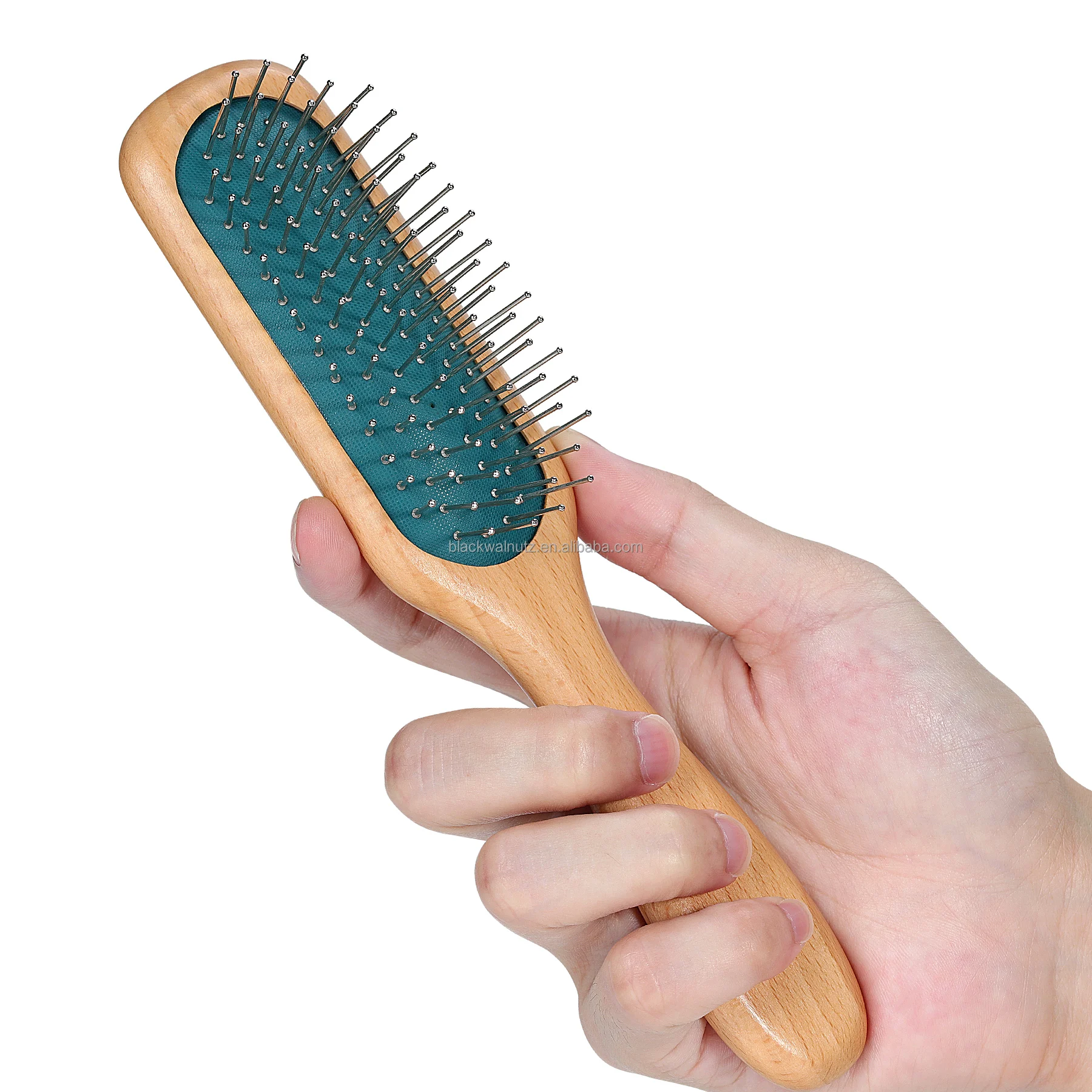 Handle Bamboo beech wood Detangling Hair Brush Boar Bristle stainless ball tip
