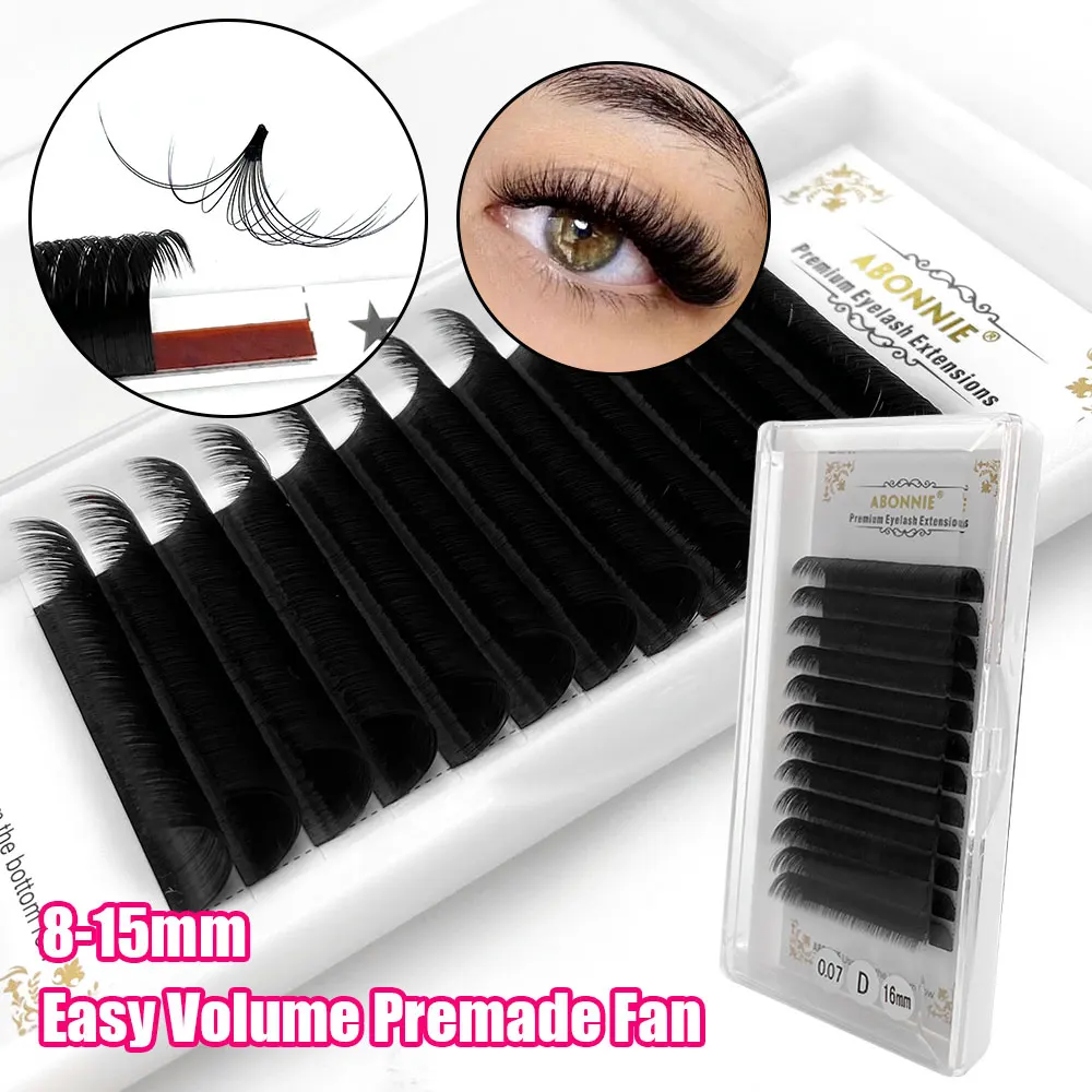 Abonnie J B C CC D DD L LC LD M Curl Easy Fan Eyelash Extention Cashmere Easy Fan Lashes With Logo