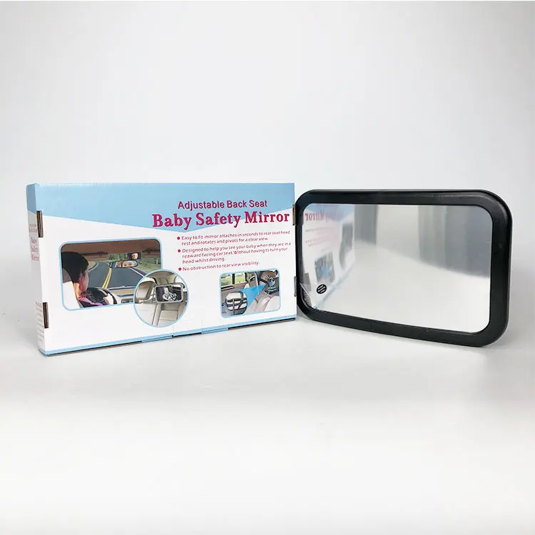 Stock black wholesale color box packing safety backseat rearview cheap baby car mirror