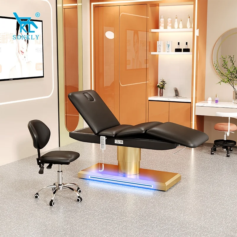 SONKLY Electric PU Wood Massage Bed Aesthetic chair facial Beauty Bed 3 motors