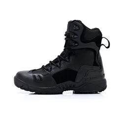 Leather Combat Boots With Zipper