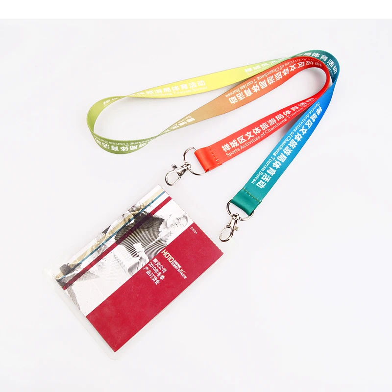 Badge id card holder lanyard,ID card lanyards with logo printing,double clip id card holder lanyard