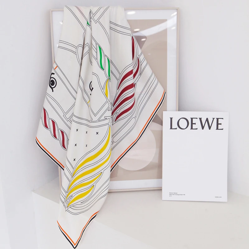 100% Twill Silk Scarfs European and American Double Side Horse Printed Square Stylish Silk Scarves For Women