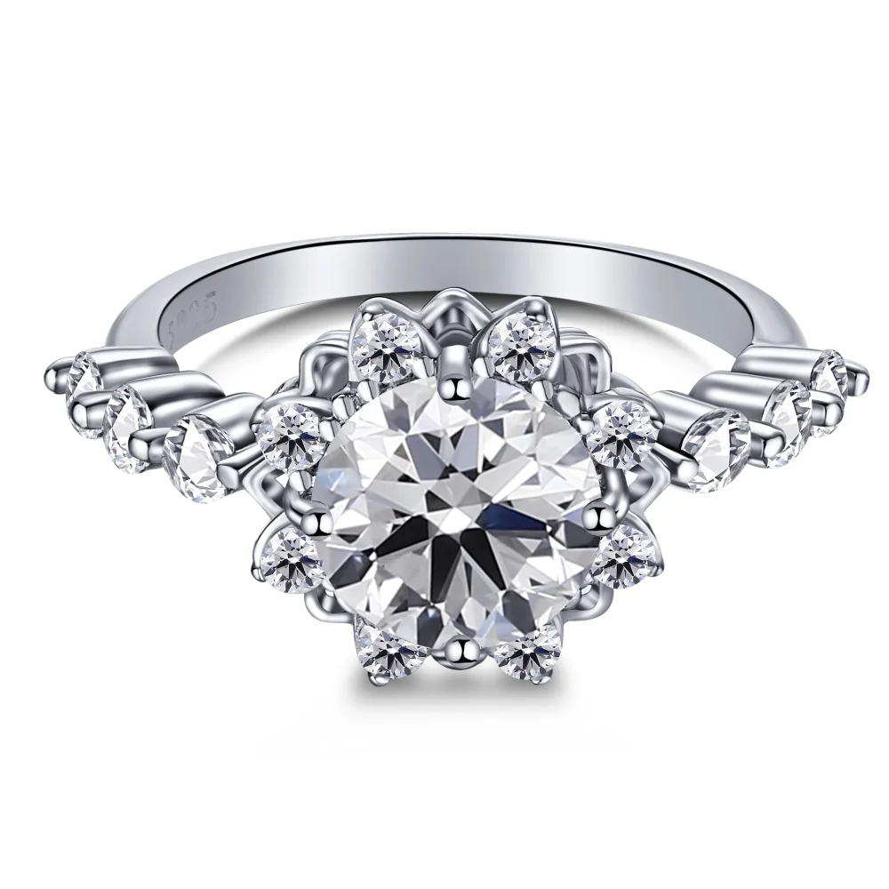 Dylam 925 Silver Engagement Ring Women Rings Luxury Sterling Wedding Set Solid Real Spinning Chunky Ring