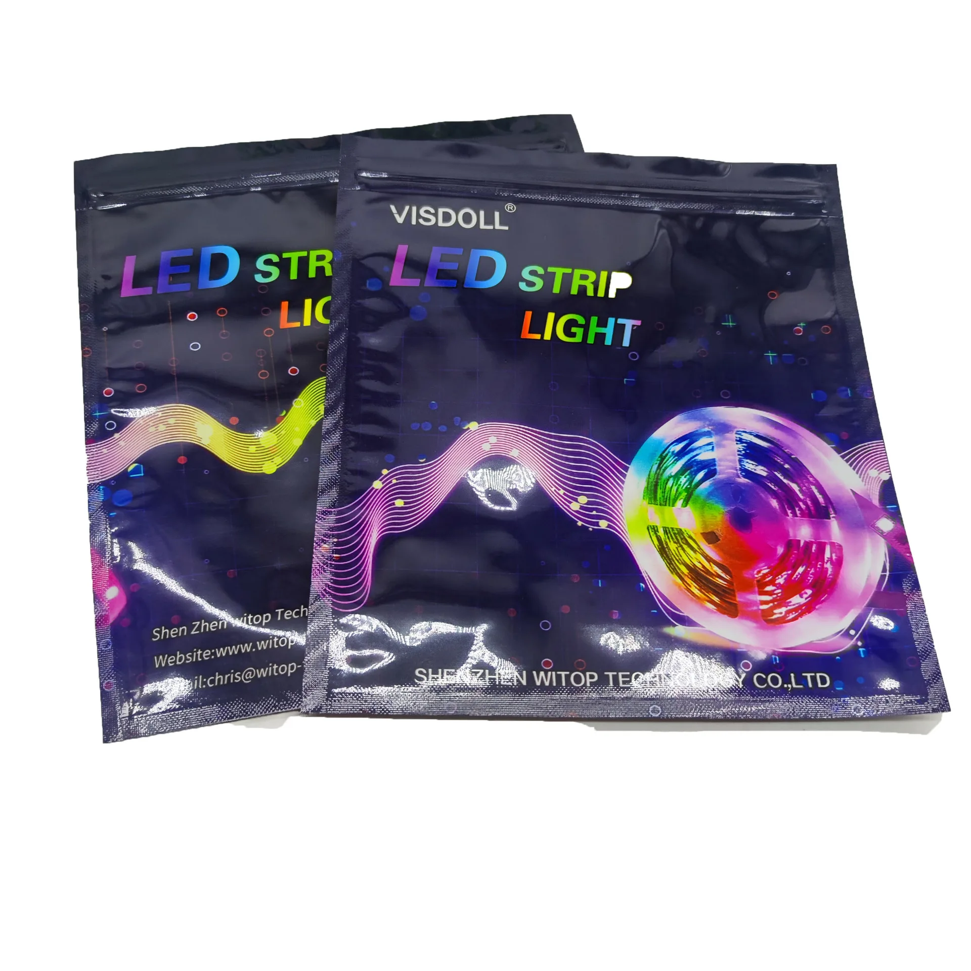 Anti-Static Led Lighting Printing Plastic Bag Digital Products Stand Up Pouch Led Strip Three-Sided Sealing Aluminum Foil Bag