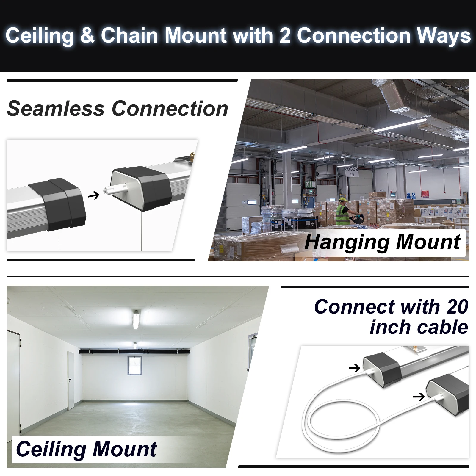 USA/Canada In Stock 80W 100W 120W 4ft Industrial Warehouse Shop Supermarket Led Triproof Tube Likable Linear High Bay Light