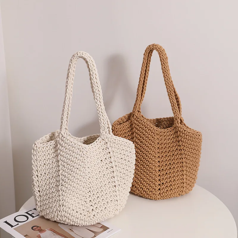 Hangai 2023 New Beach Bag Handbag Summer Handmade Cotton Woven Bags