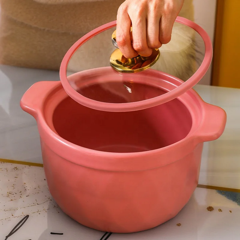  Suitable for all kinds of gas stove household soup pots with glass lid ceramic casserole in