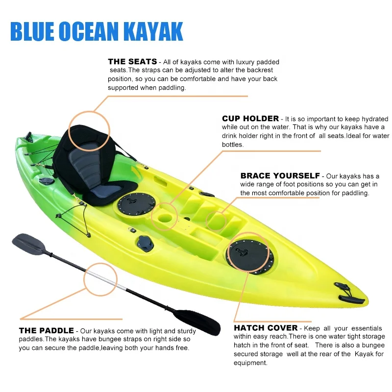 Blue Ocean 2016 new design plastic canoe kayak/plastic fishing canoe kayak/plastic touring canoe kayak